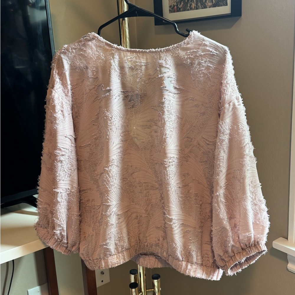 Vine & Love Pink Gold Oversized Blouse with 3/4 Sleeves